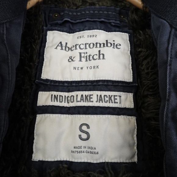 Abercrombie Fitch Indigo Lake Jacket Womens Small Fleece Lined Hooded Zip Heavy - Picture 3 of 16
